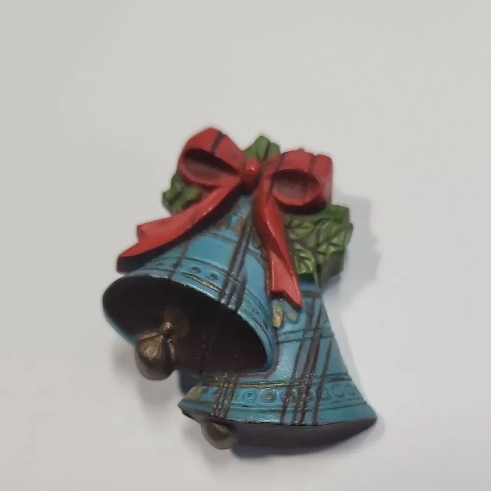 Vintage Hallmark PIN Christmas Brooch Blue Bells Holiday Jewelry